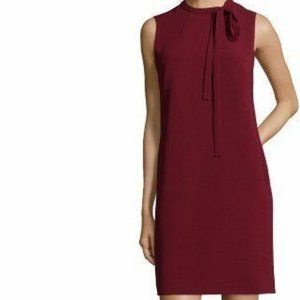 Theory Burgundy Crepe Nurita Neck Tie Shift Dress
